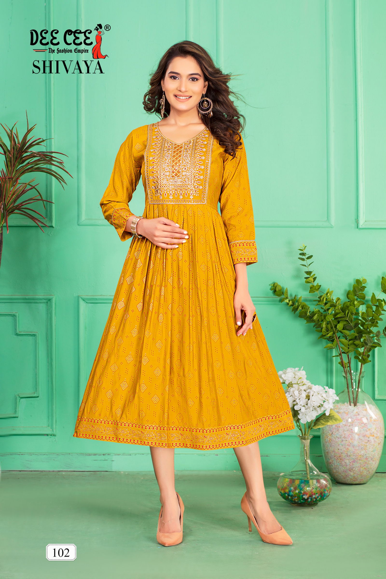 Shivaya By Deecee Chanderi Plain Flared Long Kurtis Wholesale Shop In Surat